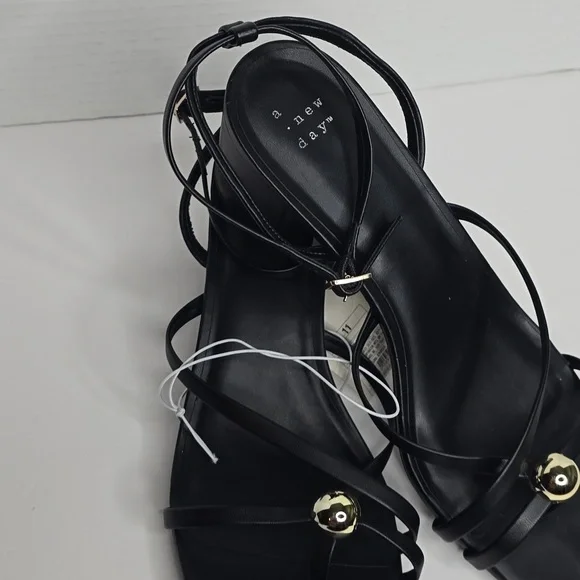 A New Day Elegant Black Sandals Size 11 - Picture 2 of 10
